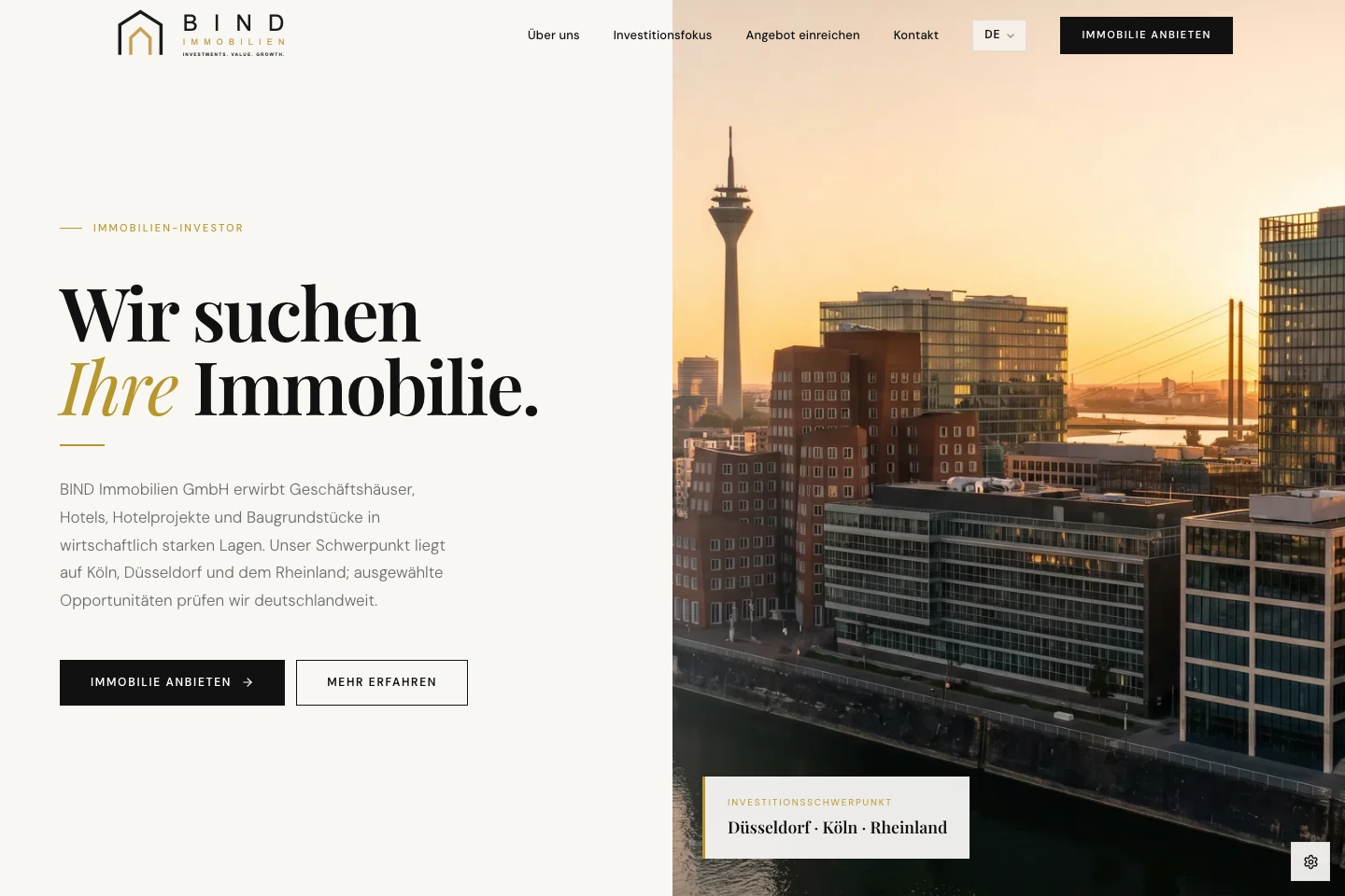 BIND Immobilien Website Referenz