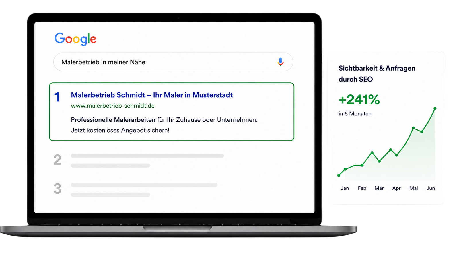 SEO Google Ranking und Wachstum Vorschau